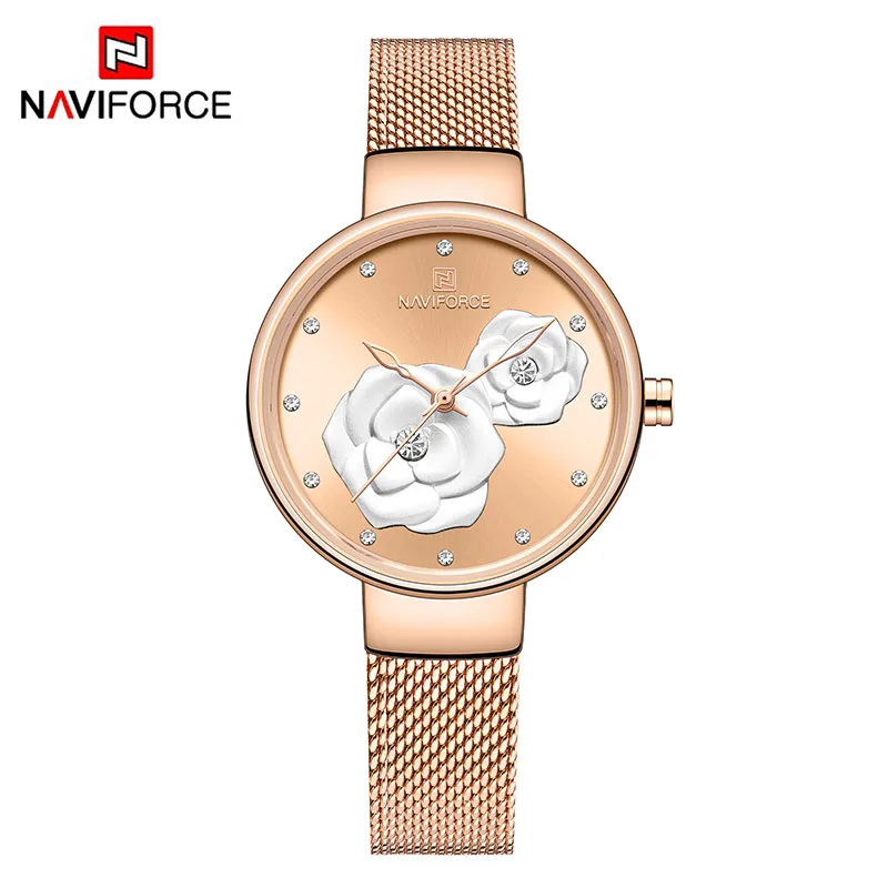 NAVIFORCE женские часы модные креативные розовое золото кварцевые наручные для