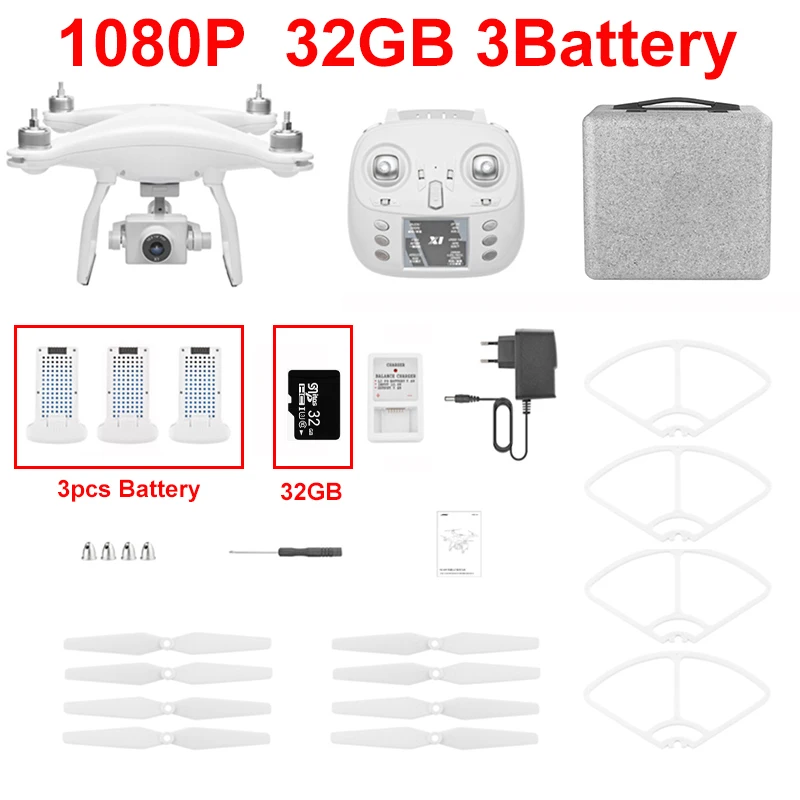 WL XK X1 Дрон gps двухосевой карданный стабилизатор 5G WiFi 1080P HD камера дроны Профессиональный Радиоуправляемый квадрокоптер Дрон VS F11 pro SG906 X6 - Цвет: 1080P 32GB 3battery