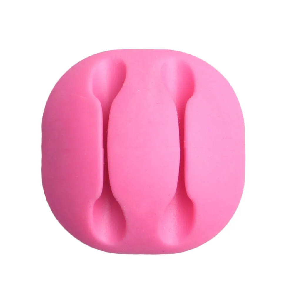 Pink 3 шт., устройство для сматывания кабеля с двумя портами, простой круглый зажим, usb-держатель для зарядного устройства, настольный аккуратный органайзер для проводов, шнур для настольного кабеля, фиксированный - Цвет: Pink