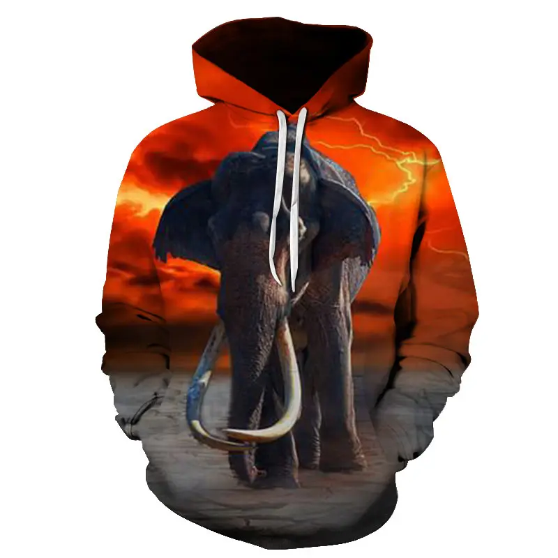 Мужская винтажная толстовка с капюшоном и принтом слона | одежда