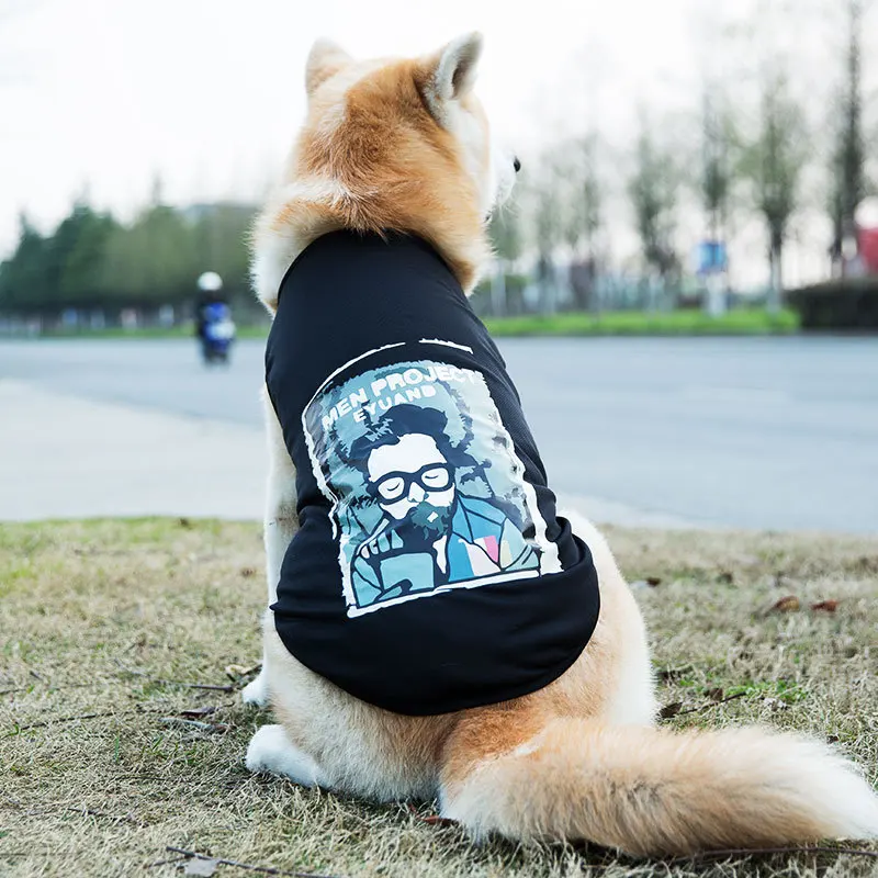 Printed Big Dog I-shaped Vest Medium Large Dog Clothes Golden Retriever Satsuma Pet Feet Spring And Summer Thin Supplies