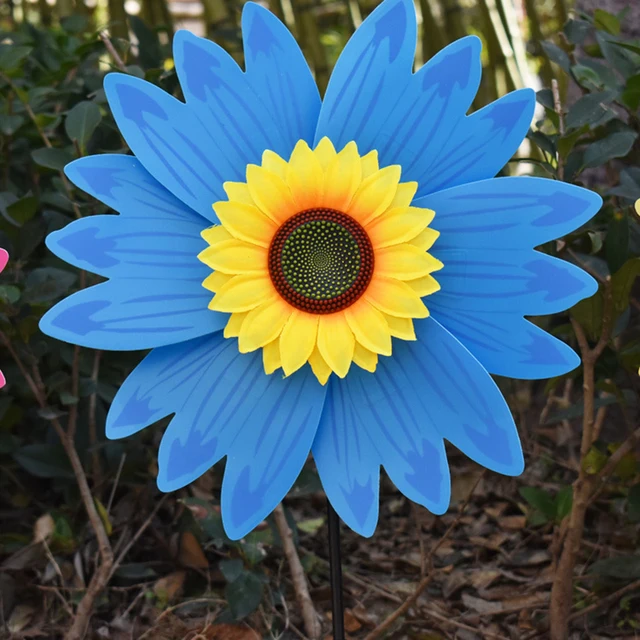 Napraforgó Szélmalom Nagy Szélszobrok Színes Szél Fonó Parti Kerti Díszítés Díszek Kültéri Kemping Piknik - Image 6