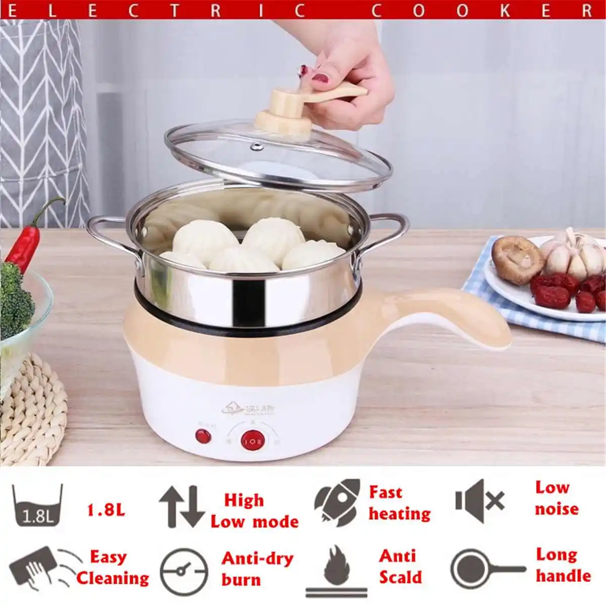 #Special Offers 1.8L Multifunctional Double Layer Mini Electric Pot Stainless Steel Pan Cooker Cooking Fry Stew Multi Cooker Food Container Tool #Special Offers 1.8L Multifunctional Double Layer Mini Electric Pot Stainless Steel Pan Cooker Cooking Fry Stew Multi Cooker Food Container Tool