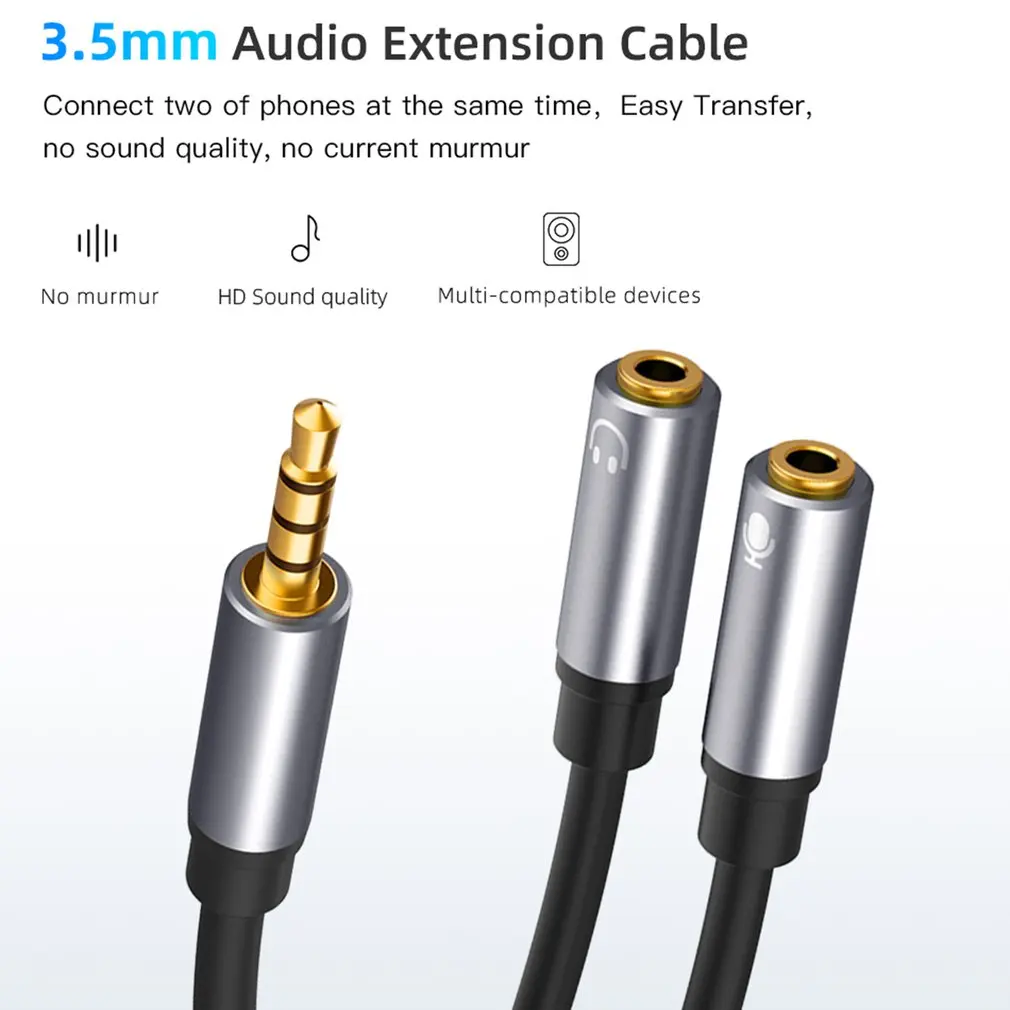 Кабель для наушников для телефона компьютера 3,5 мм штекер 2 Женский AUXAudio Кабо Разветвитель для наушников конвертер Aux удлинитель