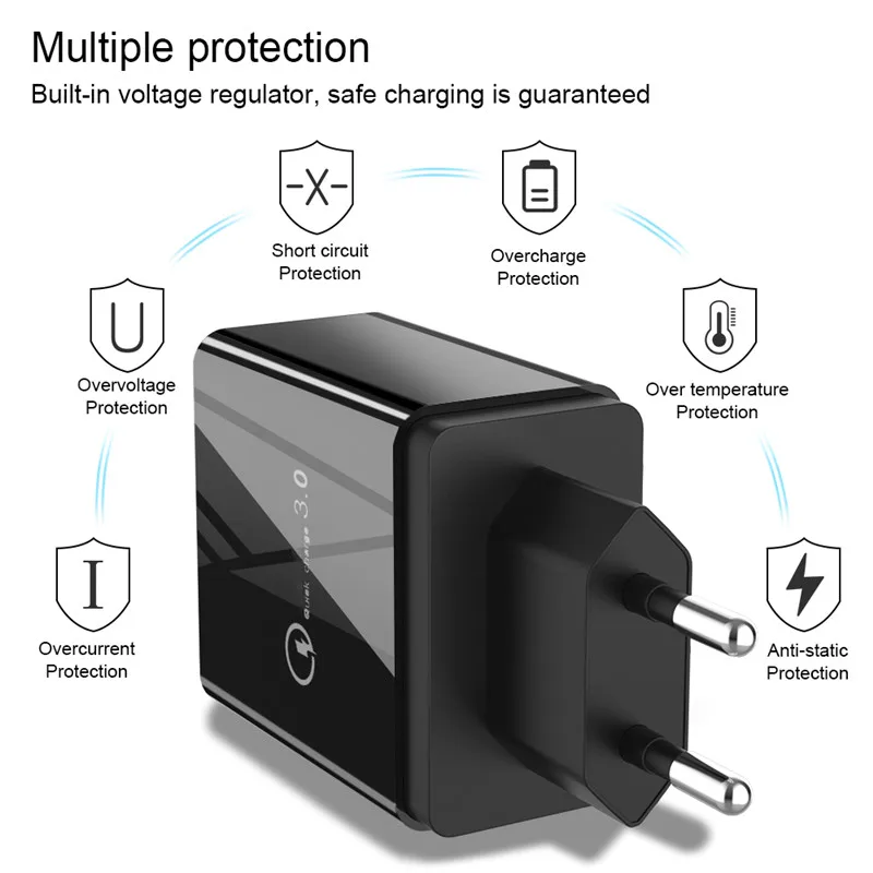 4 порта Быстрая зарядка 3,0 USB зарядное устройство для мобильного телефона быстрое настенное зарядное устройство для iPhone XS 7 samsung S8 S9 S10 EU/US штекер QC 3,0 адаптер