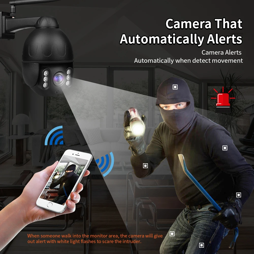 2.0 MP 1080P Outdoor WIFI Aluminium Alloy Housing PTZ Camera Security IP Camera IR Night Vision Dome Camera Two-way Audio