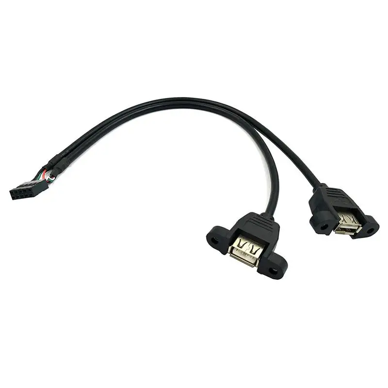 2-Pack) 30 см 10 Pin Материнская плата Женский Разъем для 2-портовый двойной USB 2,0 Женский адаптер Dupont удлинитель Кабель с винтовой панелью Moun