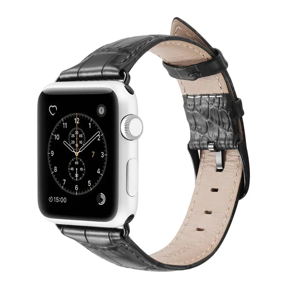 DUX DUCIS ремешок из натуральной кожи для Apple Watch Series 4 3 2 1 ремешок из крокодиловой кожи для Iwatch 40 мм 44 мм 38 мм 42 мм