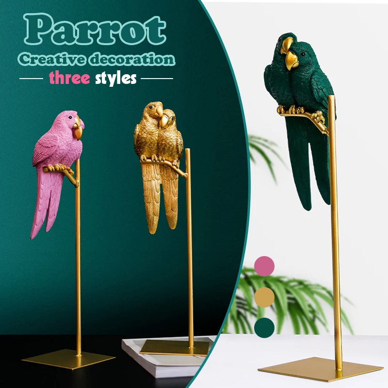 

Nordic Resin Simulated Animal Parrot Bird Crafts Ornaments Creative Modern Home Desktop Decoration Miniature Figurines