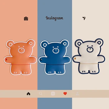 

ins Popular cute Korea bear case for airpods 1 2 charge box soft silicone shockproof earphone protect cover for apple AirPods 2