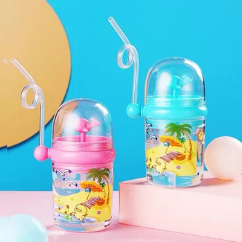 

250ml Kids Fun Whale Water Spray Cup Cartoon Baby Feeding Cups with Straws Water Bottles Outdoor Portable Children's Cups