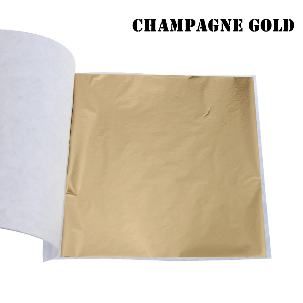 Champagne Gold Имитация листов золотого листа фольга бумага 10 шт. 8X8,5 см для художественных ремесел статуя украшения ногтей красочный золотой лист фольга бумага позолота - Цвет: Champagne Gold