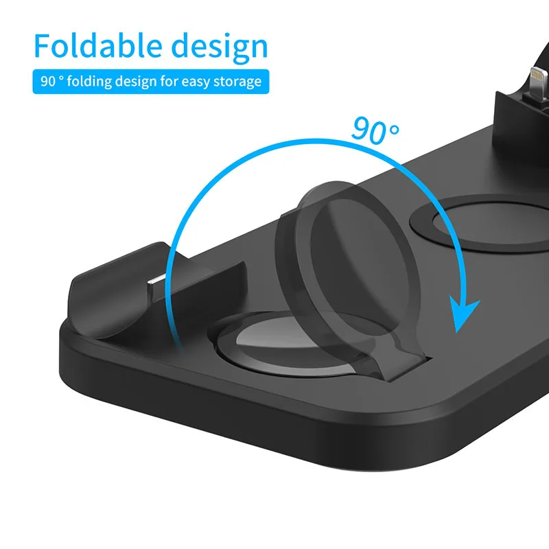 10W Qi Wireless Charger Station 6 in 1 pad Iphone Airpods Micro USB Type C Stand phone Chargers For Apple Watch airpods Charging
