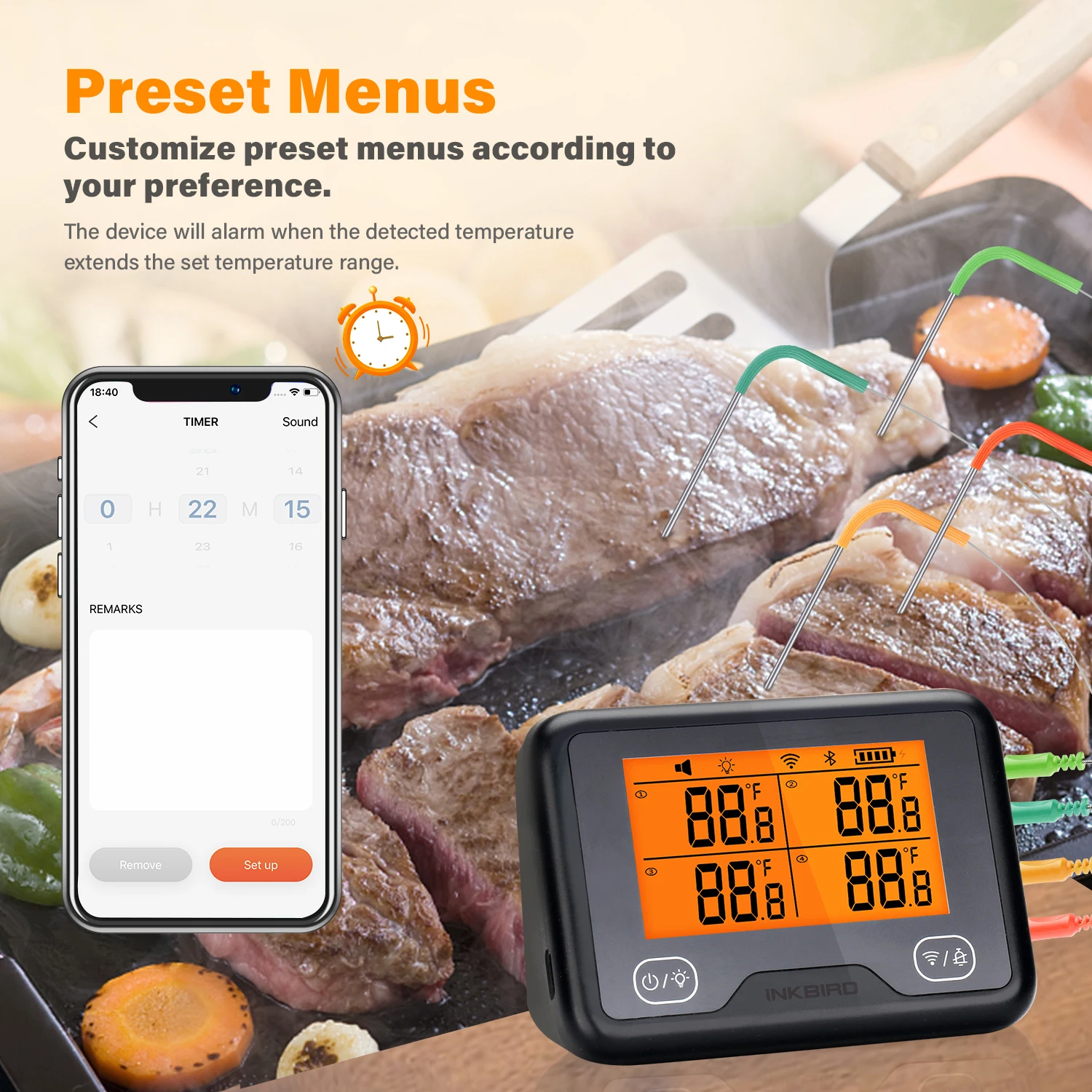 Inkbird Digital Bluetooth Cooking Thermometer Wireless Meat Probe Kitchen Oven