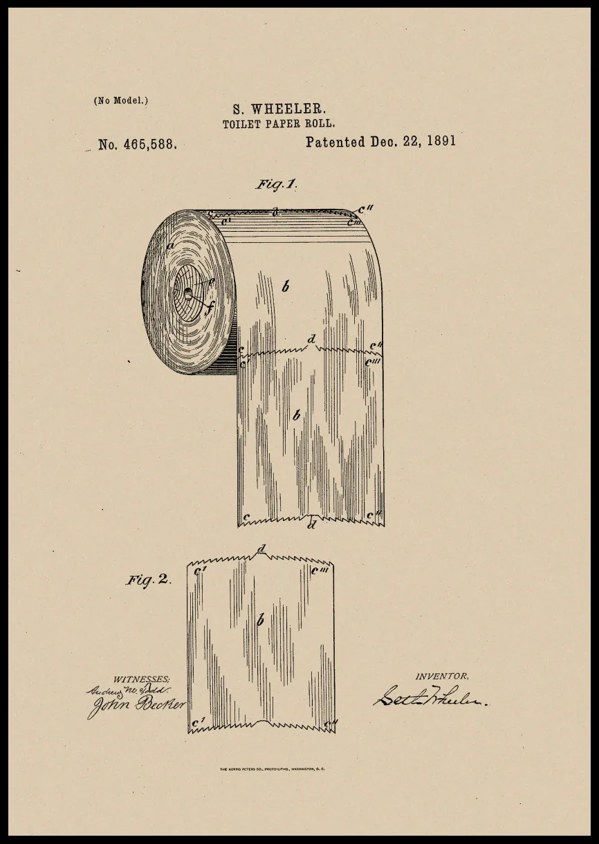 Туалетная бумага патент ретро постер из крафт-бумаги настенные художественные