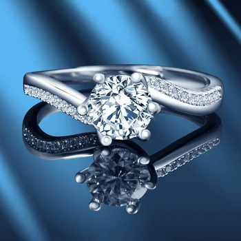 

S925 Pure Silver Mosan Diamond Carat Ring Women's Fashion Mosan Stone Jewelry Sterling Silver Rings Women Jewelry