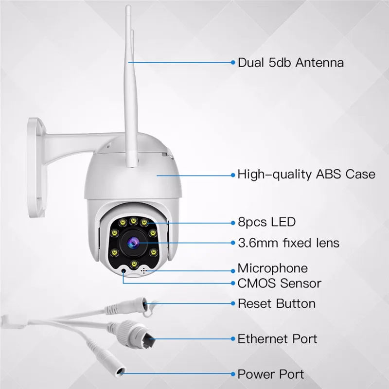 1080P PTZ IP камера Wifi Открытый скоростной купол Беспроводной Wi-Fi камера безопасности Pan Tilt 4X цифровой зум 2MP сеть видеонаблюдения