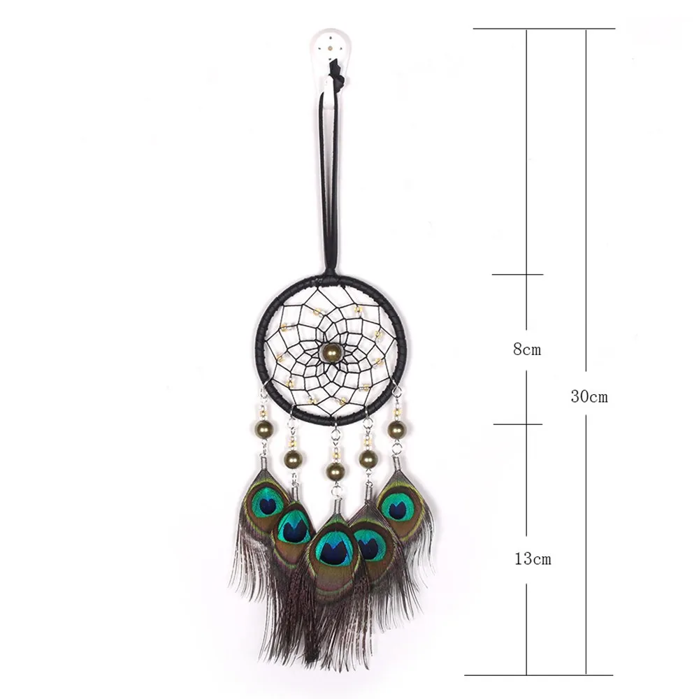 1pc New dream catcher charm peacock retro home gift Feather Bead Hanging Decoration Ornament Gift