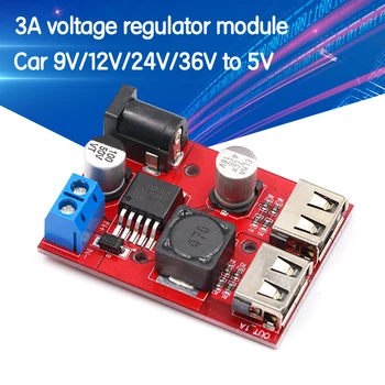 

LM2596 LM2596S Dual USB DC-DC 9V 12V 24V 36V to 5V 3A Step Down Buck Converter Board Car Charger Solar Power Supply Module