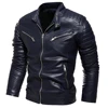 2022 Winter Black Leather Jacket Men Fur Lined Warm Motorcycle Jacket Slim Street Fashion BLack Biker Coat Pleated Design Zipper ► Photo 3/6