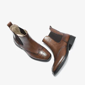 

color block carved round head short New ChElSEY boots women's boots overshoot low tube women's boots