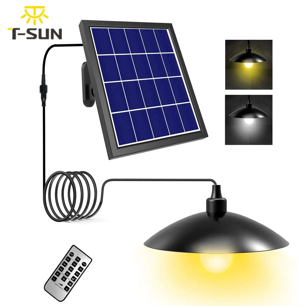 T SUN Solar Pendant Light With Remote Control Adjustable Brightness+Color Temperature Indoor