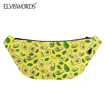

ELVISWORDS 2020 Fashion Banana Chest bag Man Women Casual Sport Waist bag Cute Avocado Print Large Fanny Bag Zipper Brand Design