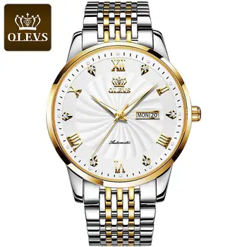 

OLEVS Diamond Watch New Automatic Mechanical Watch Fashion Luminous Waterproof Watches Business Stainless Steel Band Wristwatch