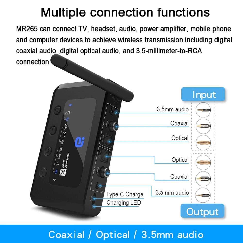 MR265 Bluetooth 5,0 передатчик PC usb зарядка оптический коаксиальный домашний аудио приемник Адаптер ТВ наушники беспроводной практичный