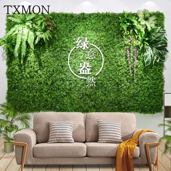 

Custom made 1 square meter Green artificial plant turf plants wall landscape home wall decoration plastic grass wedding supplies