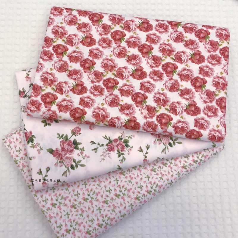 

160x50cm Small Rose Cotton Twill Printed Fabric Pajamas Bedding Hand-Made Curtain Surface cloth