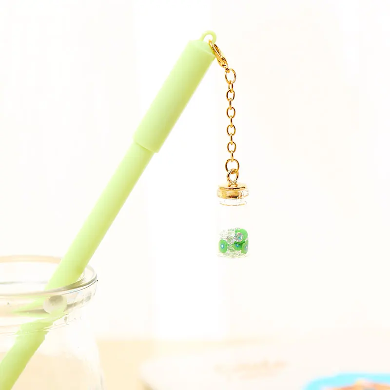 Японский креативный фруктовый дрейф бутылка для геля кавайные ручки синие чернила канцелярские школьные принадлежности стационарные Необычные халява для девочек - Цвет: green 1pcs