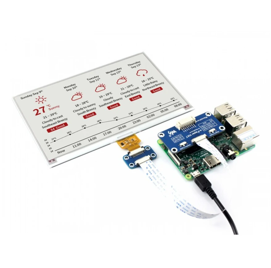7.5/" 640×384 ePaper e-Ink display ha Raspberry Pi Zero e-paper tres de colores amarillo