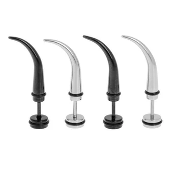 

Wholesale 60Pcs/lot 316L Stainless Steel Acrylic Horn Ear Expender Plugs Tunnels Spiral Ear Tragus Piercings Body Jewelry Black