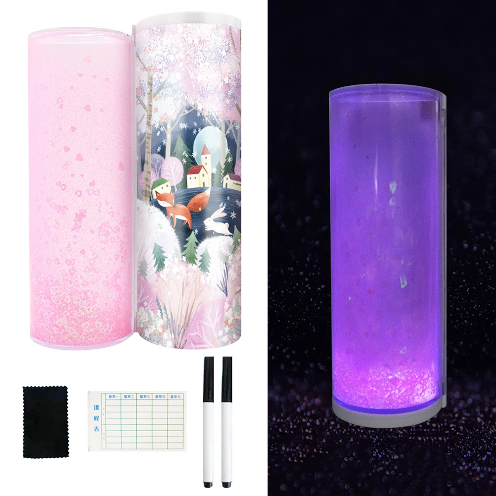 

Luminous Whiteboard Pencil Case With Calculator Magnetic Switch Cartoon Pen Box for Boys Girls School Stationery