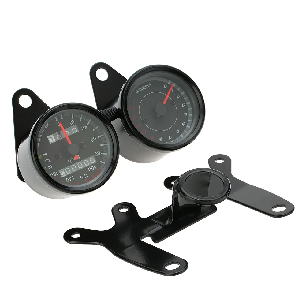 

B733-Z 12V Motorcycle 13000 RPM Tachometer Km/h Speedometer Dual Odometer Gauge with LED Backlight Signal Lights for Motorcycle