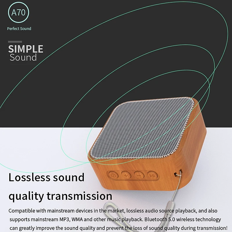 ABHU-A70 деревянный портативный мини-динамик с Bluetooth винтажный беспроводной динамик с микрофоном Поддержка TF карты fm-радио для мобильного телефона