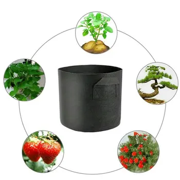 

1PCS Grow Bags 3/5/7/10 Gallon Fabric Pots Plant Root Container Breathable Non-woven Flower Vegetables Bag Black W/ Handle