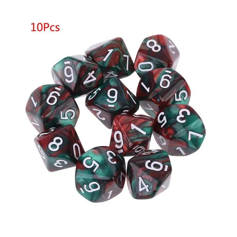

10pcs/set 10 Sided D10 Polyhedral Dices Numbers Dials Desktop Table Board Game 27RD