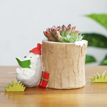 

Cute Cartoon Flower Pots Decorative Christmas Hedgehog Diary Flowerpot Home Garden Office Desktop Decoration M