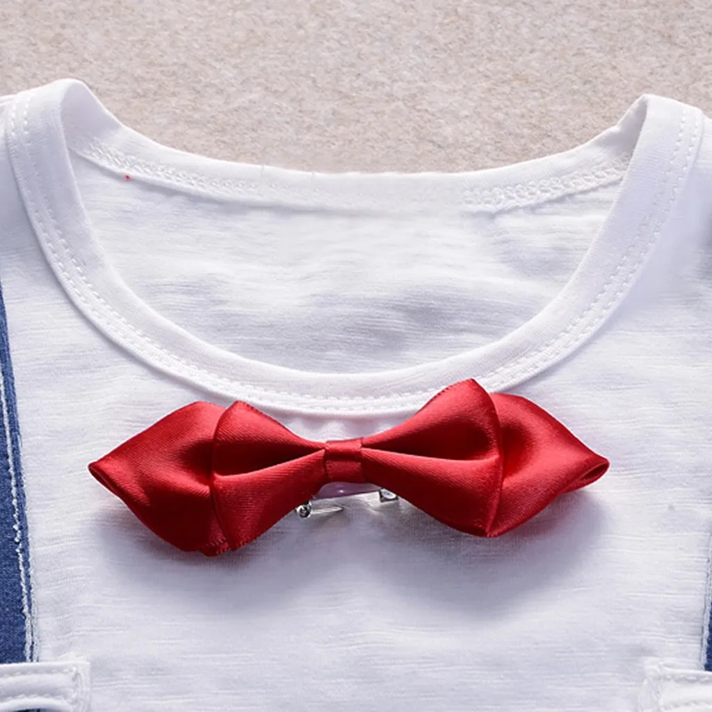 Модный комплект одежды для маленьких мальчиков, футболка с бабочкой для маленьких джентльменов, топы, шорты штаны Одежда, комплект одежды