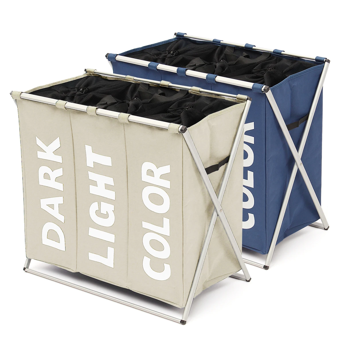 

1Pcs 3 Section Folding Laundry Sorter Hamper Organizer Washing Clothes Basket Storage Oxford Polyester Foldable 630x380x570mm