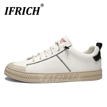 

Autumn 2020 Leather Man Casual Sneakers Luxury Brand Young Casual Men Shoe Non-Slip Flat Footwear For Mens Designer Sneakers Man