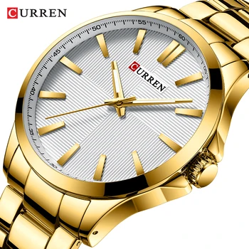 

Mens Watches Top Brand Luxury Stainless Steel Band Watch for Men CURREN Wristwatch Fashion Business Quartz Clock Man Waterproof