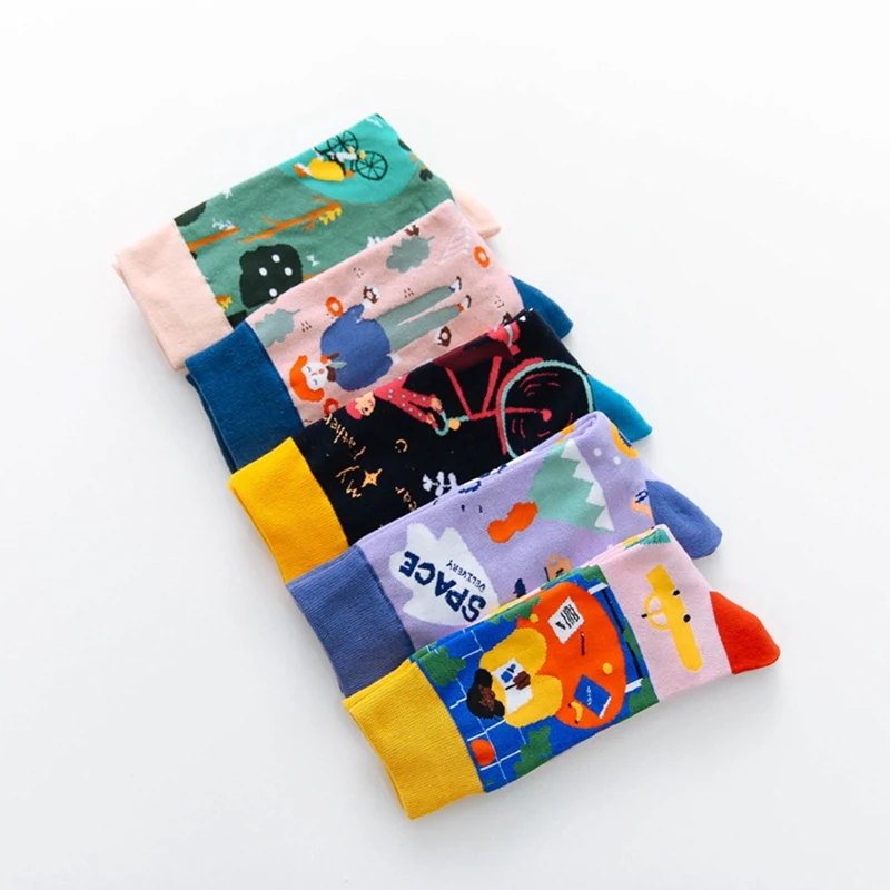 Colorful Creative Socks Women Socks Trend Crew Socks Non-slip Breathable Deodorant Comfortable