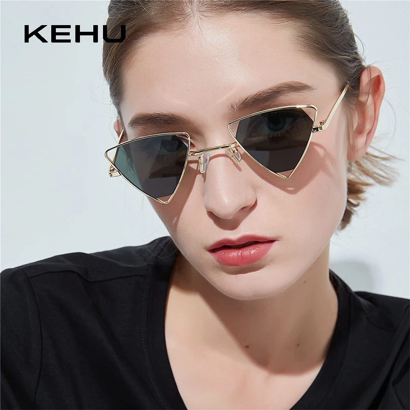 KEHU фирменный дизайн стимпанк солнцезащитные очки для женщин металлическая