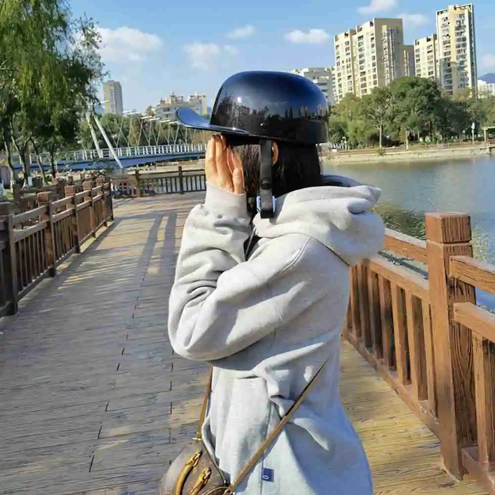 Motorcycle Helmet Retro Helmet Motorcycle Full Face Baseball Cap Helmet Accessories Motorcycle Helmet Black Skid Lid Half Helmet