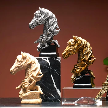 

13.5cm Mini Horsehead Resin Silence Is Gold Animal Art Sculpture Statues for Decoration Craft Figurine Ornament Modern Statues
