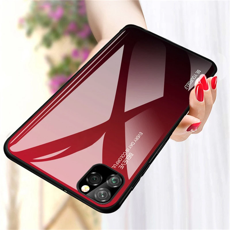 Жесткий Чехол для IPhone 11 Pro Max чехол градиентное стекло бампер противоударный