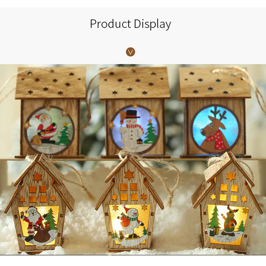 

Home Wooden Led Light Wood House Christmas Tree Decorations For Home Hanging Ornaments Holiday Nice Xmas Gift Wedding 2021